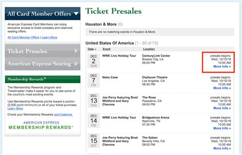 american express tickets presale